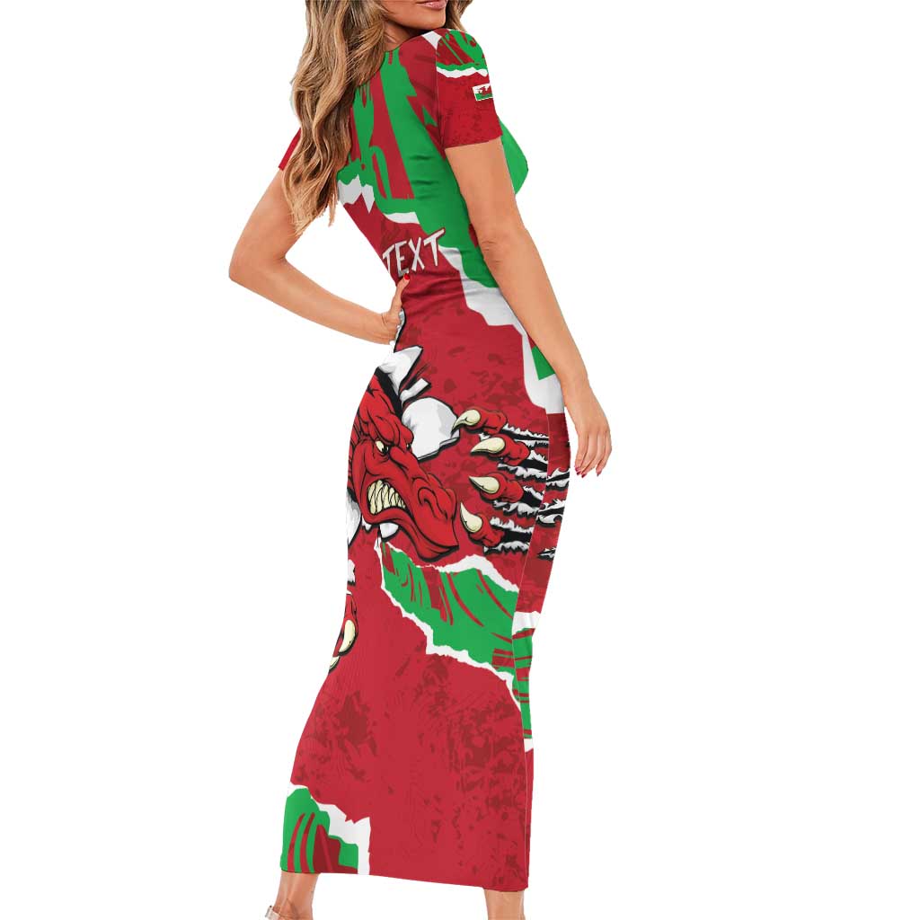 Personalised Wales Short Sleeve Bodycon Dress Welsh Dragon - Wonder Print Shop