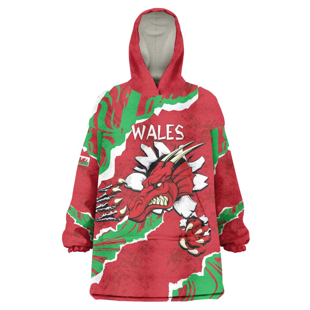Personalised Wales Wearable Blanket Hoodie Welsh Dragon - Wonder Print Shop