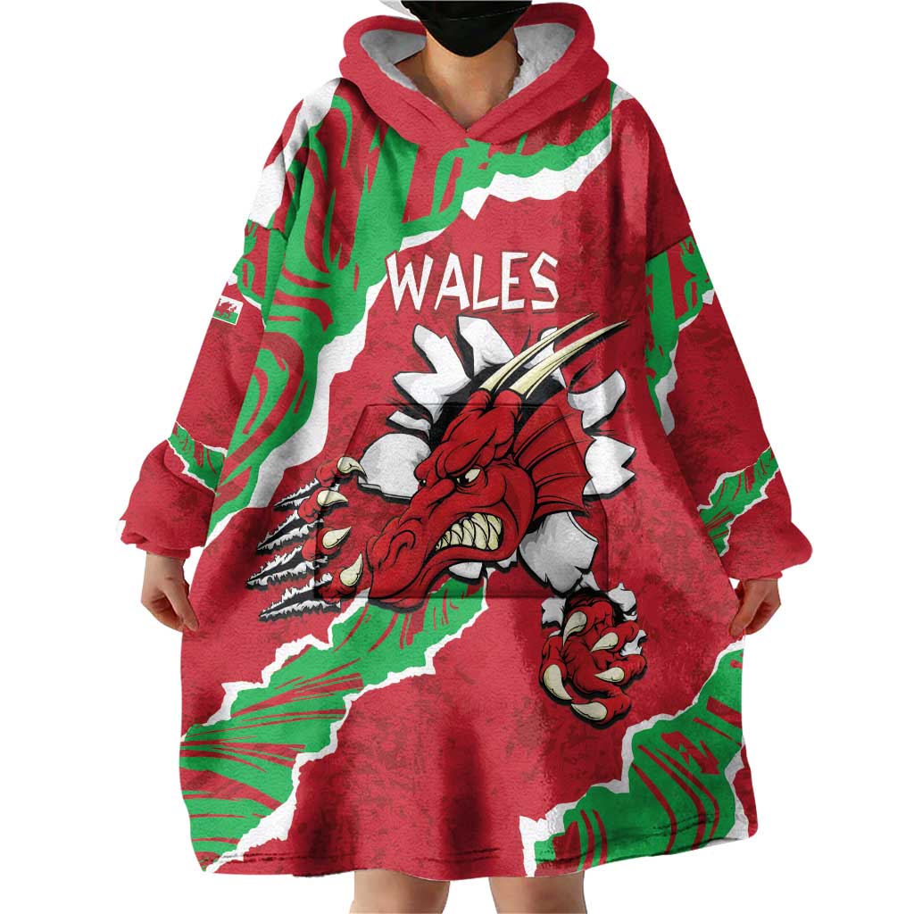Personalised Wales Wearable Blanket Hoodie Welsh Dragon - Wonder Print Shop