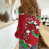 Personalised Wales Women Casual Shirt Welsh Dragon - Wonder Print Shop