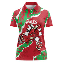 Personalised Wales Women Polo Shirt Welsh Dragon - Wonder Print Shop