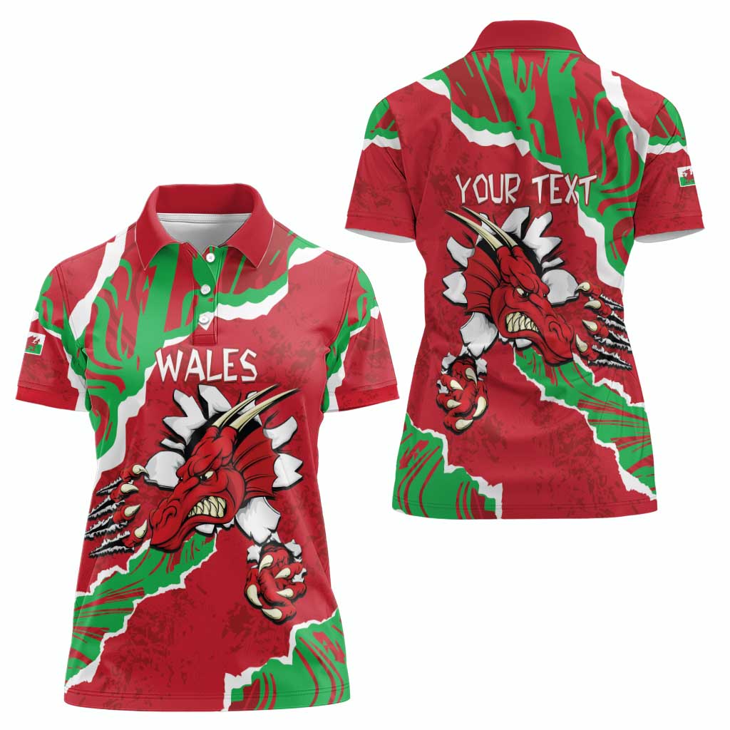 Personalised Wales Women Polo Shirt Welsh Dragon - Wonder Print Shop