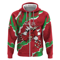 Personalised Wales Zip Hoodie Welsh Dragon - Wonder Print Shop