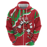 Personalised Wales Zip Hoodie Welsh Dragon - Wonder Print Shop