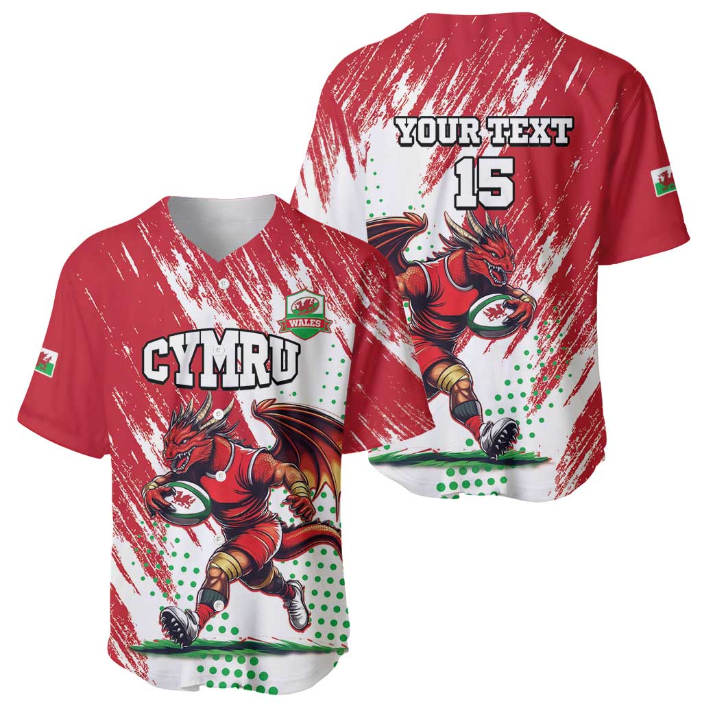 Wales Rugby Custom Baseball Jersey Welsh Dragon Mascot - Wonder Print Shop