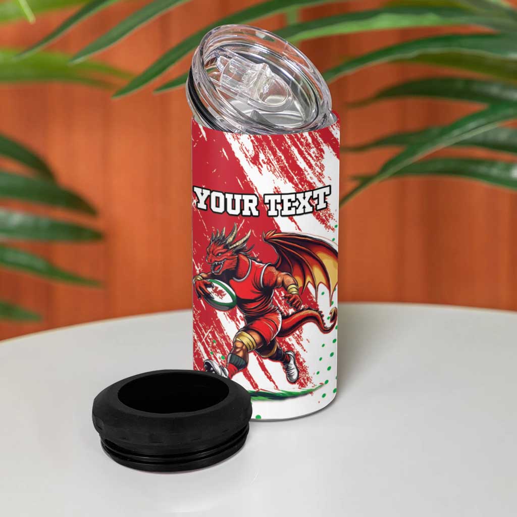 Custom Wales Rugby 4 in 1 Can Cooler Tumbler Welsh Dragon Mascot - Wonder Print Shop