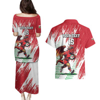 Wales Rugby Custom Couples Matching Puletasi and Hawaiian Shirt Welsh Dragon Mascot - Wonder Print Shop