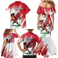 Wales Rugby Custom Family Matching Mermaid Dress and Hawaiian Shirt Welsh Dragon Mascot - Wonder Print Shop