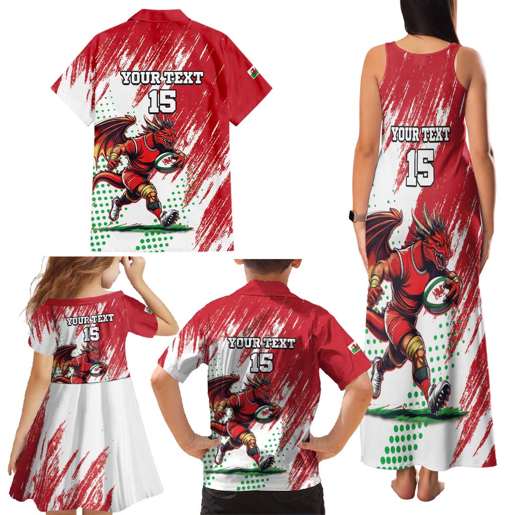 Wales Rugby Custom Family Matching Tank Maxi Dress and Hawaiian Shirt Welsh Dragon Mascot - Wonder Print Shop