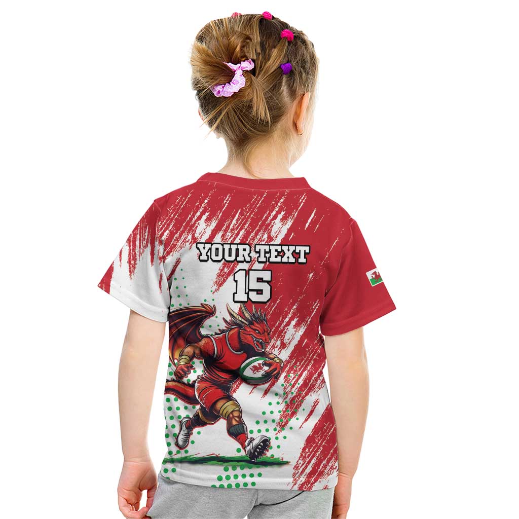 Wales Rugby Custom Kid T Shirt Welsh Dragon Mascot - Wonder Print Shop