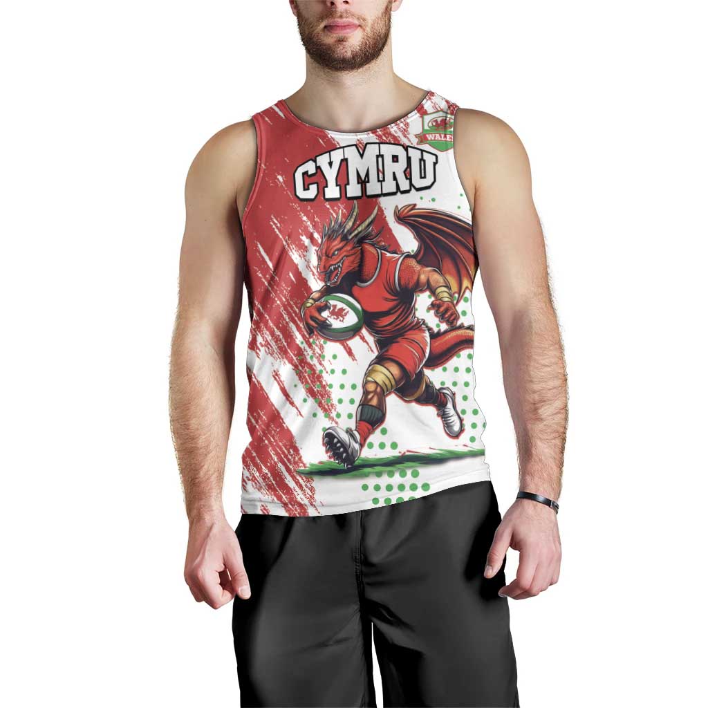 Wales Rugby Custom Men Tank Top Welsh Dragon Mascot - Wonder Print Shop