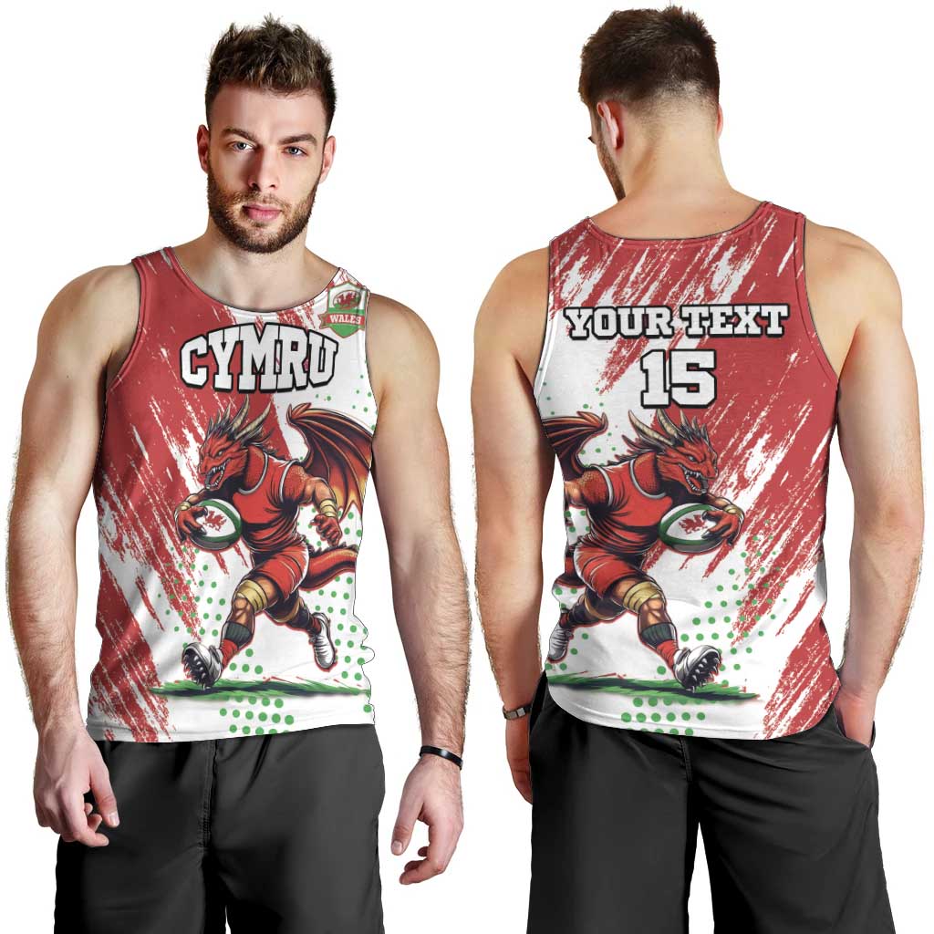 Wales Rugby Custom Men Tank Top Welsh Dragon Mascot - Wonder Print Shop