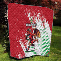 Wales Rugby Custom Quilt Welsh Dragon Mascot - Wonder Print Shop