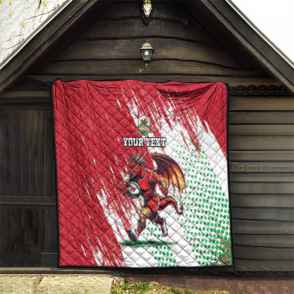 Wales Rugby Custom Quilt Welsh Dragon Mascot - Wonder Print Shop