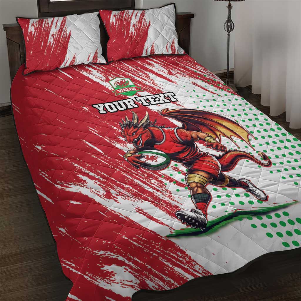 Wales Rugby Custom Quilt Bed Set Welsh Dragon Mascot - Wonder Print Shop