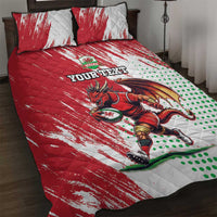 Wales Rugby Custom Quilt Bed Set Welsh Dragon Mascot - Wonder Print Shop