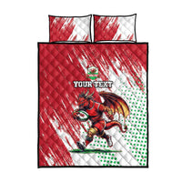 Wales Rugby Custom Quilt Bed Set Welsh Dragon Mascot - Wonder Print Shop