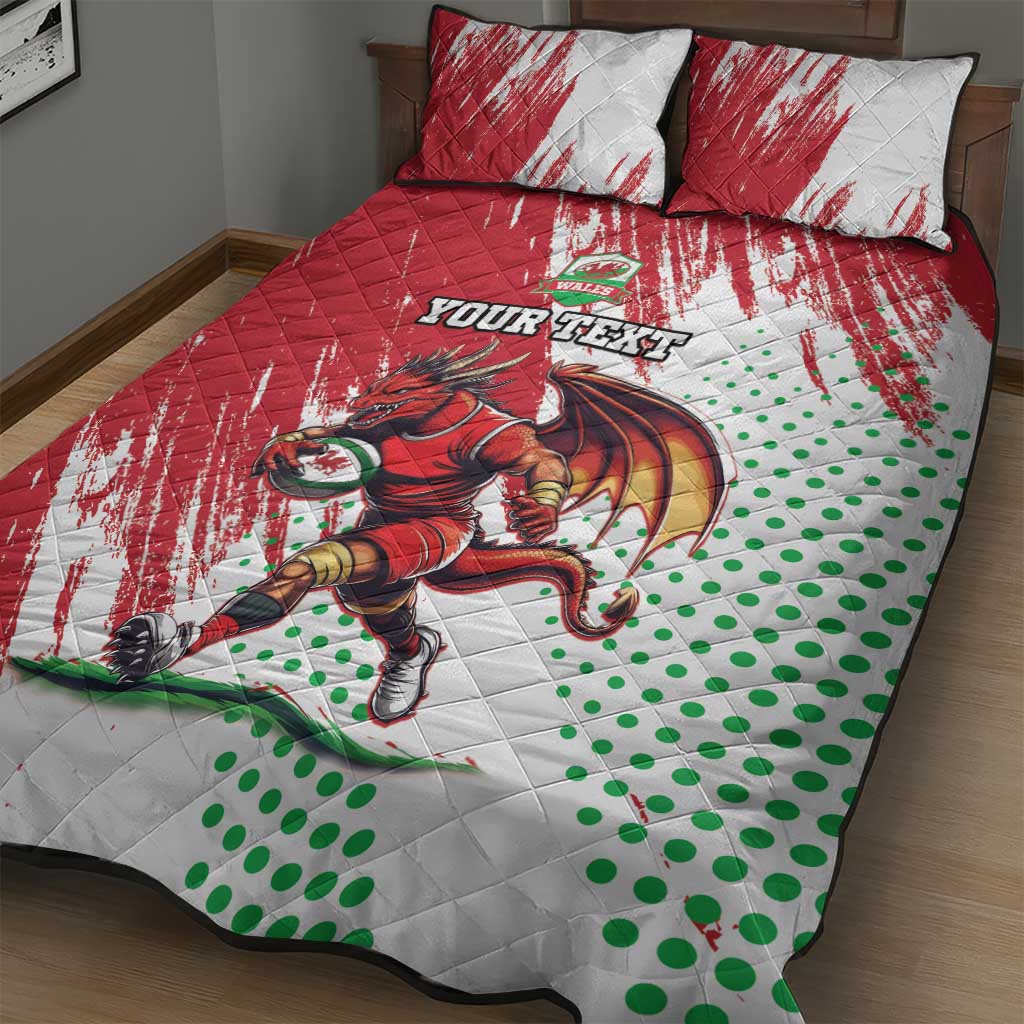 Wales Rugby Custom Quilt Bed Set Welsh Dragon Mascot - Wonder Print Shop
