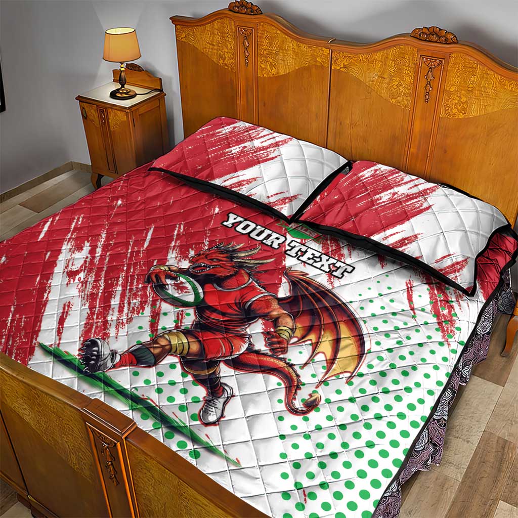 Wales Rugby Custom Quilt Bed Set Welsh Dragon Mascot - Wonder Print Shop