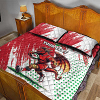Wales Rugby Custom Quilt Bed Set Welsh Dragon Mascot - Wonder Print Shop