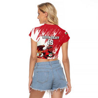 Wales Rugby Custom Raglan Cropped T Shirt Welsh Dragon Mascot - Wonder Print Shop