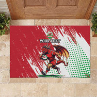 Wales Rugby Custom Rubber Doormat Welsh Dragon Mascot - Wonder Print Shop