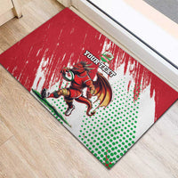 Wales Rugby Custom Rubber Doormat Welsh Dragon Mascot - Wonder Print Shop