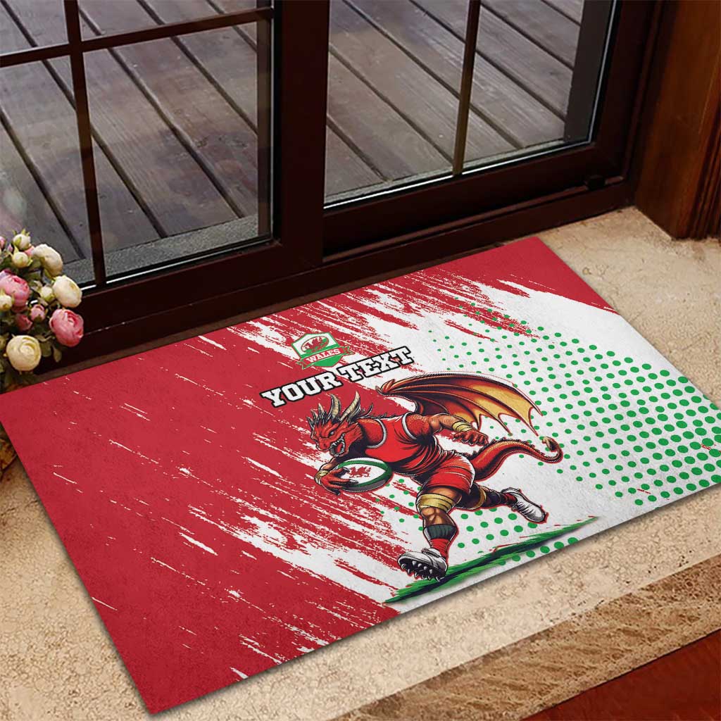 Wales Rugby Custom Rubber Doormat Welsh Dragon Mascot - Wonder Print Shop