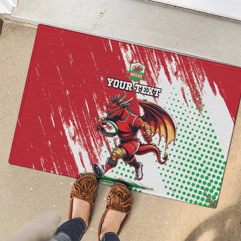 Wales Rugby Custom Rubber Doormat Welsh Dragon Mascot - Wonder Print Shop