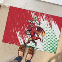 Wales Rugby Custom Rubber Doormat Welsh Dragon Mascot - Wonder Print Shop