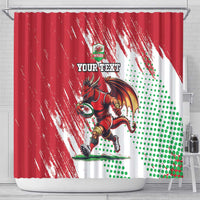 Wales Rugby Custom Shower Curtain Welsh Dragon Mascot