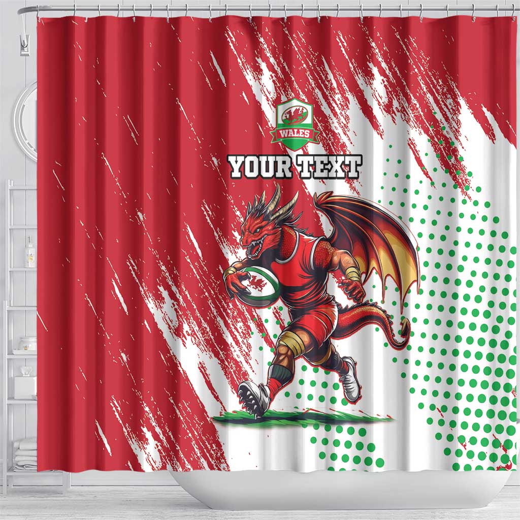 Wales Rugby Custom Shower Curtain Welsh Dragon Mascot