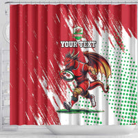 Wales Rugby Custom Shower Curtain Welsh Dragon Mascot