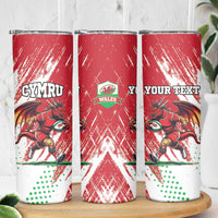 Custom Wales Rugby Skinny Tumbler Welsh Dragon Mascot - Wonder Print Shop