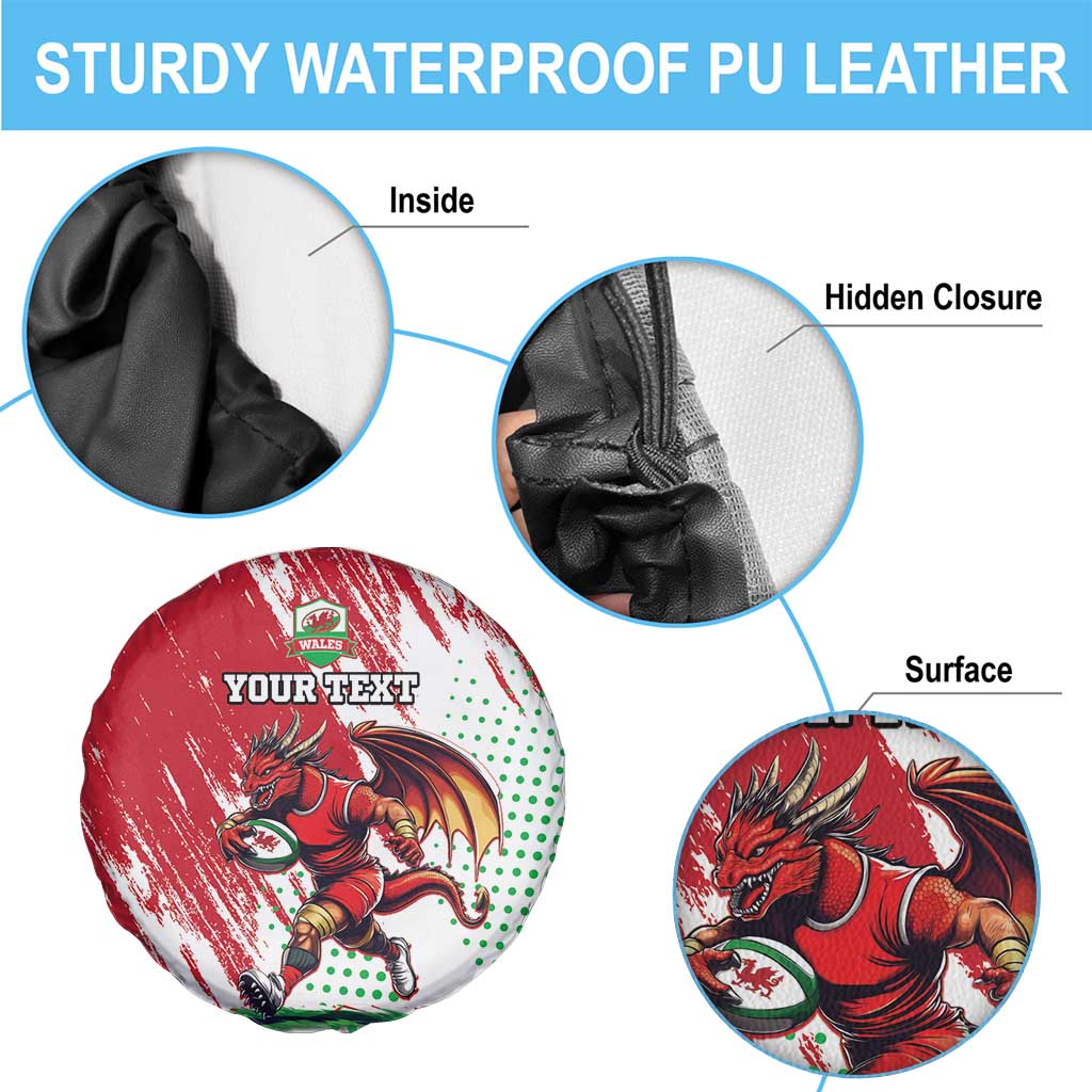 Wales Rugby Custom Spare Tire Cover Welsh Dragon Mascot - Wonder Print Shop