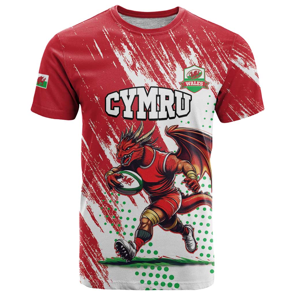 Wales Rugby Custom T Shirt Welsh Dragon Mascot - Wonder Print Shop