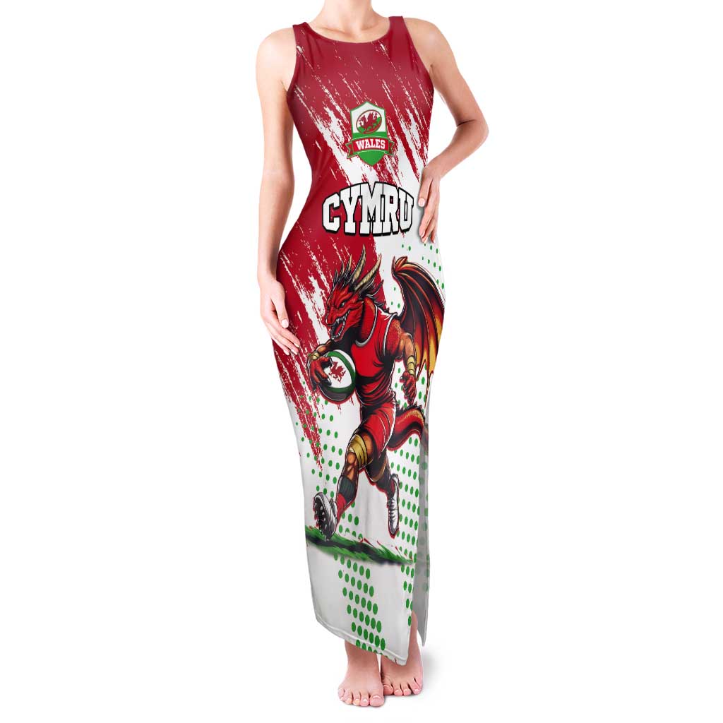 Wales Rugby Custom Tank Maxi Dress Welsh Dragon Mascot - Wonder Print Shop