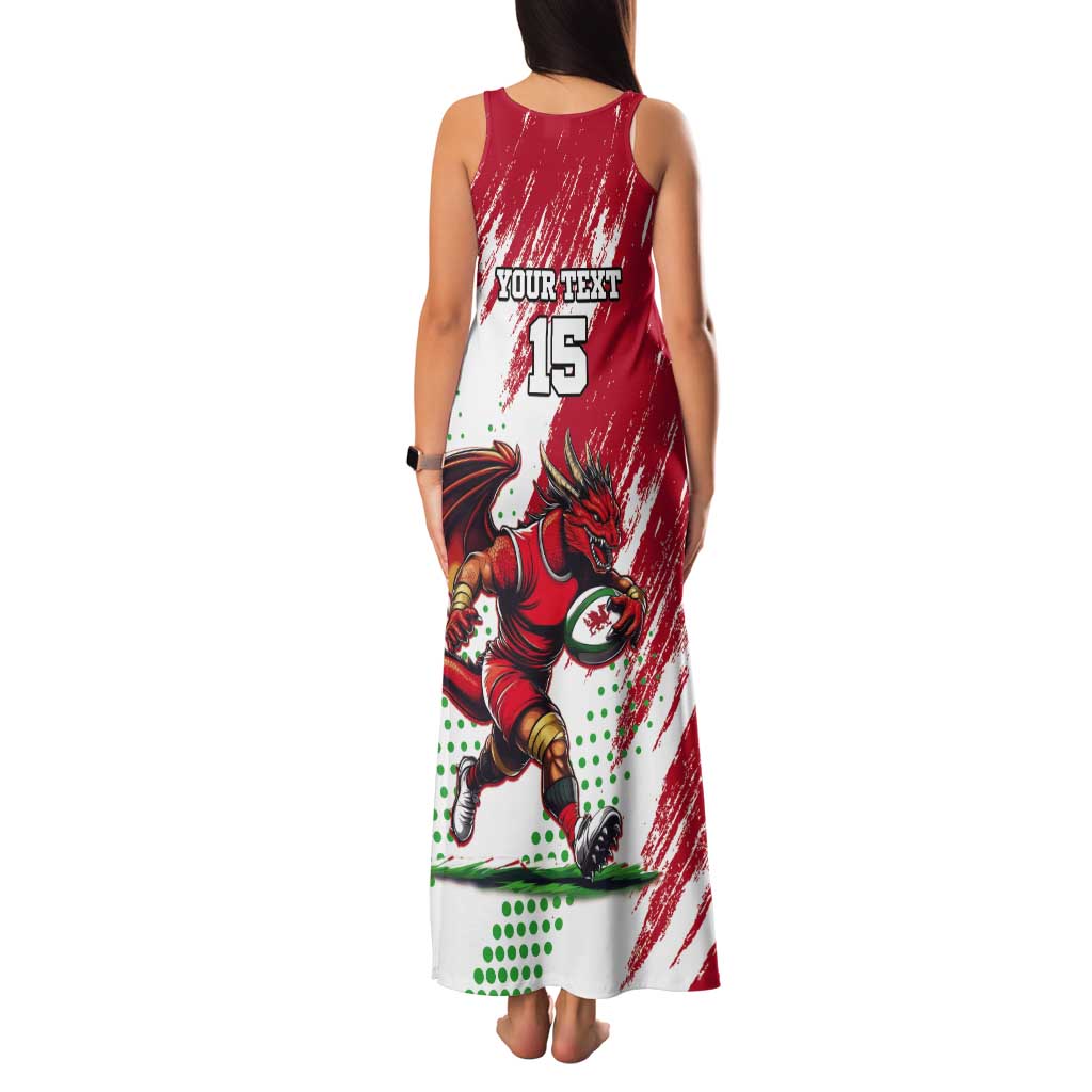 Wales Rugby Custom Tank Maxi Dress Welsh Dragon Mascot - Wonder Print Shop