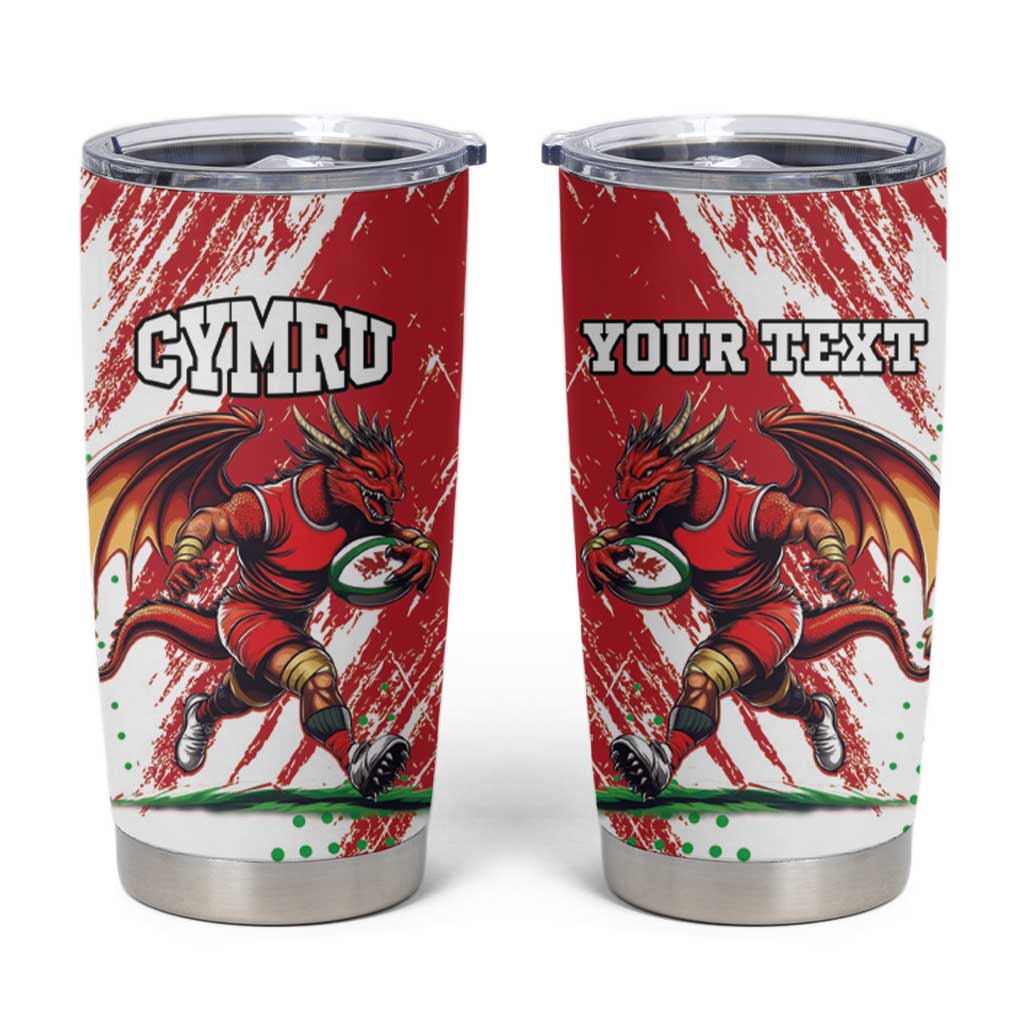 Custom Wales Rugby Tumbler Cup Welsh Dragon Mascot - Wonder Print Shop