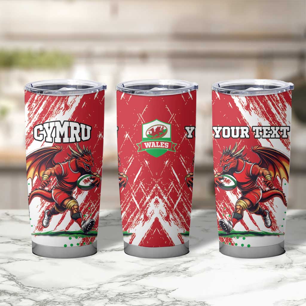 Custom Wales Rugby Tumbler Cup Welsh Dragon Mascot - Wonder Print Shop