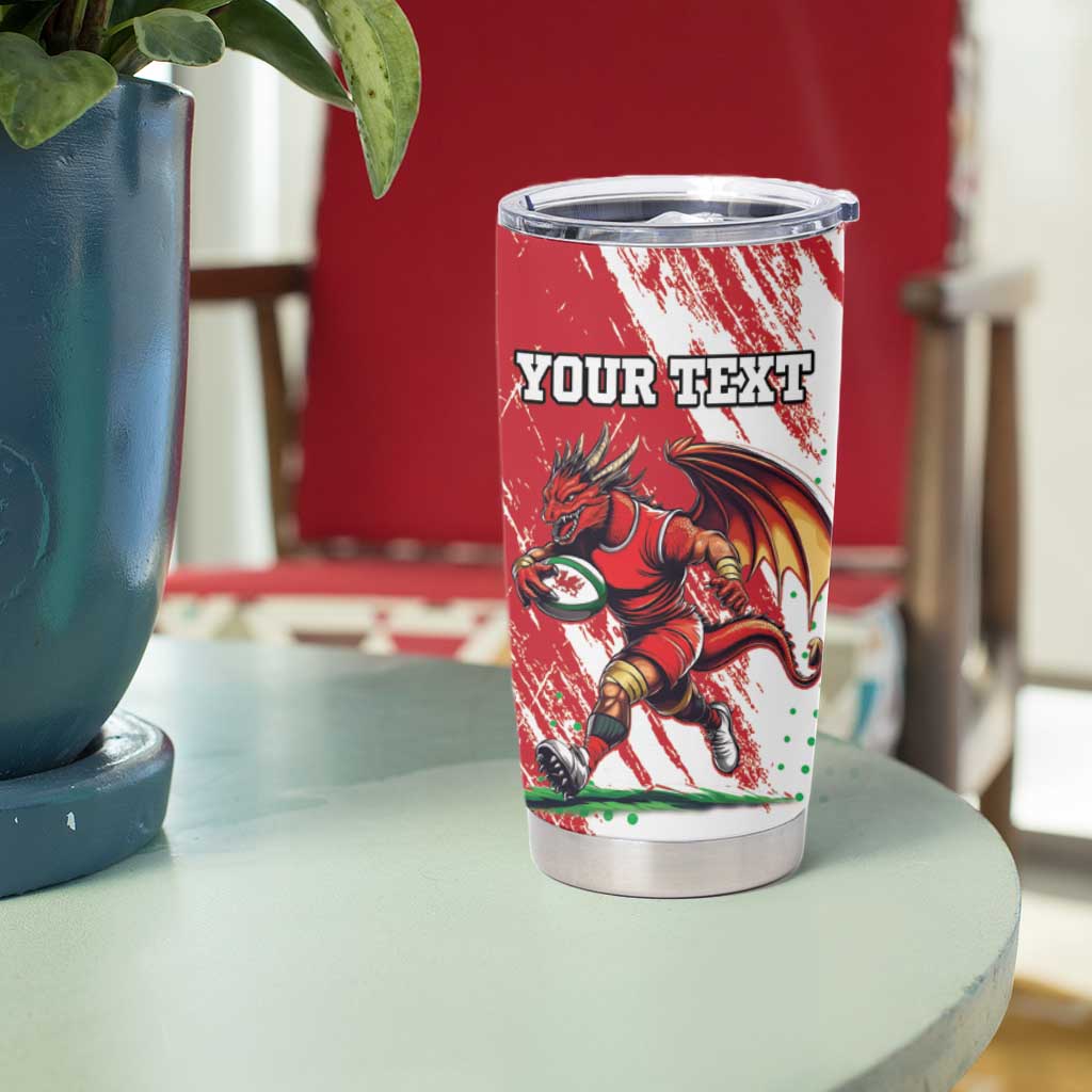 Custom Wales Rugby Tumbler Cup Welsh Dragon Mascot - Wonder Print Shop