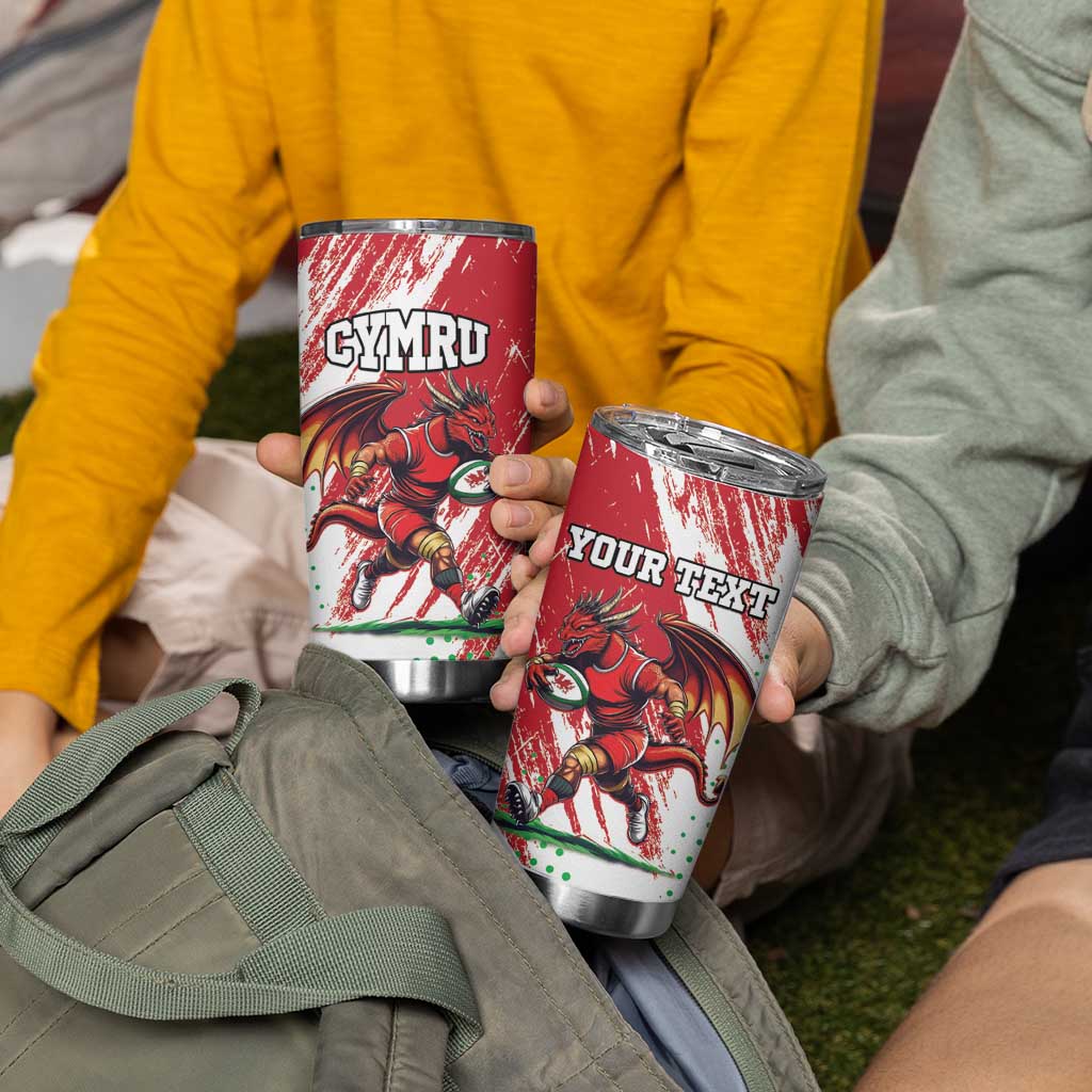 Custom Wales Rugby Tumbler Cup Welsh Dragon Mascot - Wonder Print Shop