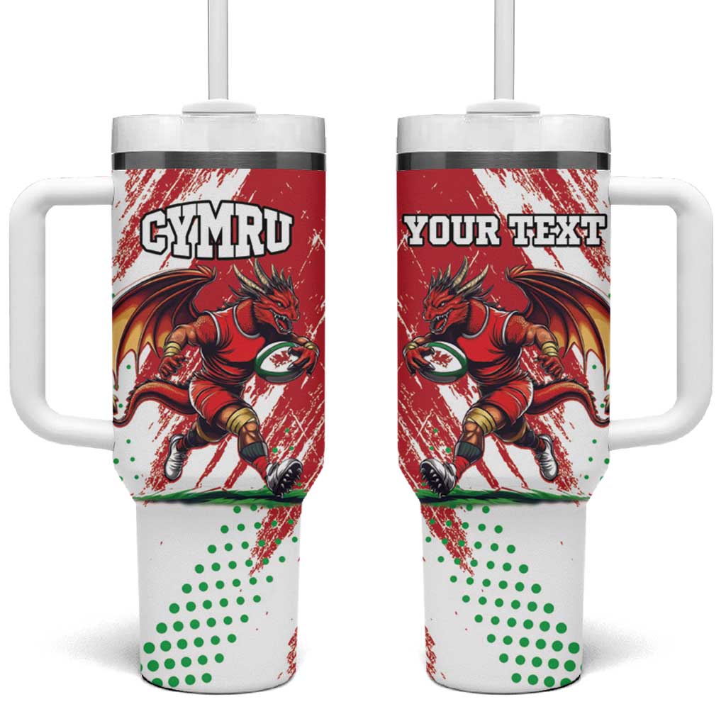Custom Wales Rugby Tumbler With Handle Welsh Dragon Mascot - Wonder Print Shop