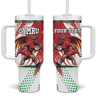 Custom Wales Rugby Tumbler With Handle Welsh Dragon Mascot - Wonder Print Shop