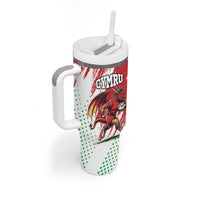 Custom Wales Rugby Tumbler With Handle Welsh Dragon Mascot - Wonder Print Shop