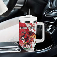 Custom Wales Rugby Tumbler With Handle Welsh Dragon Mascot - Wonder Print Shop