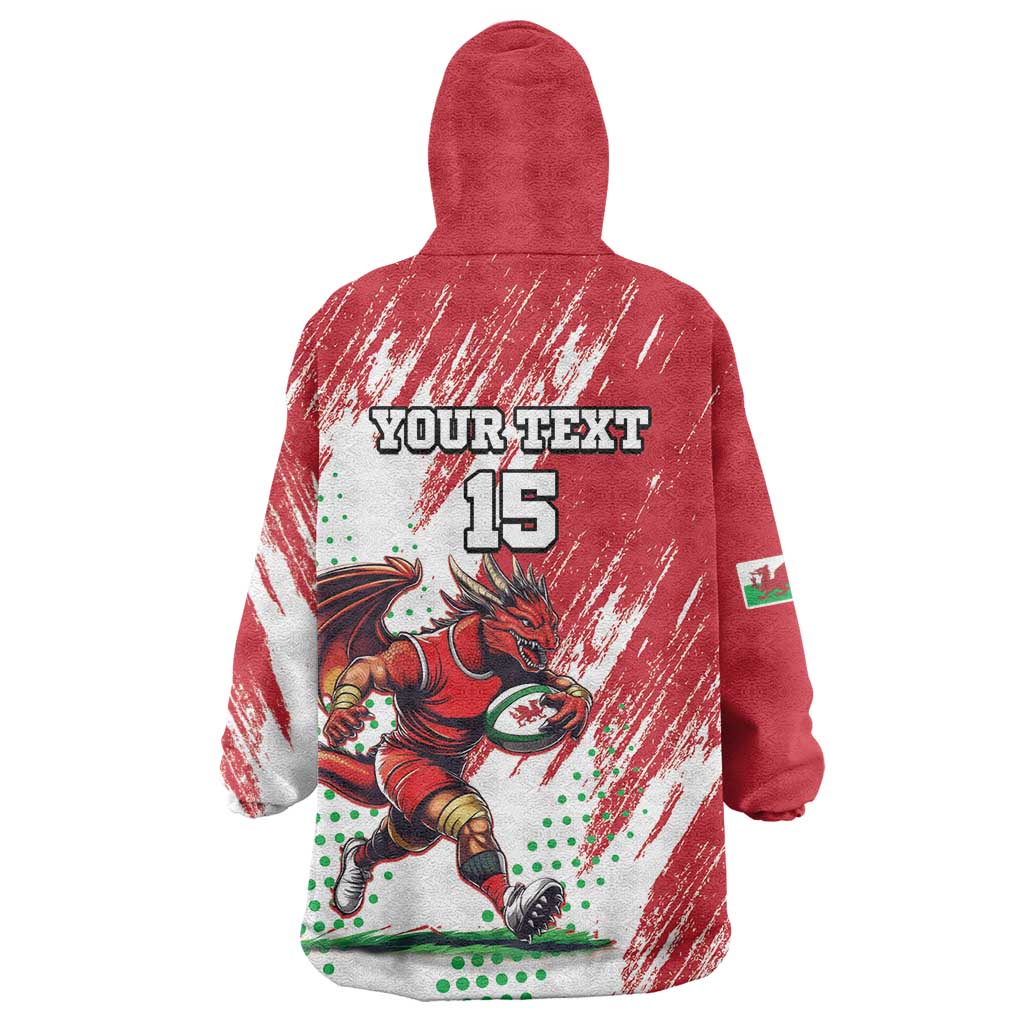 Wales Rugby Custom Wearable Blanket Hoodie Welsh Dragon Mascot - Wonder Print Shop