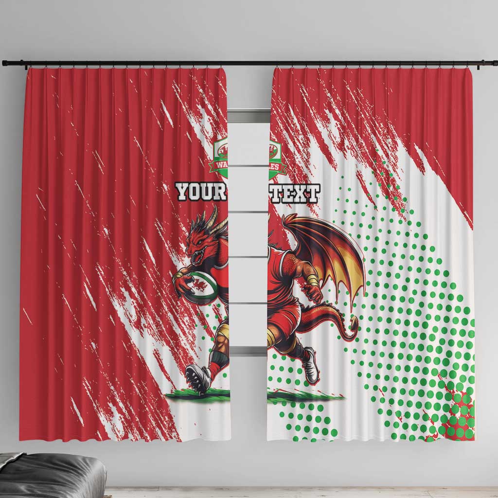 Wales Rugby Custom Window Curtain Welsh Dragon Mascot - Wonder Print Shop