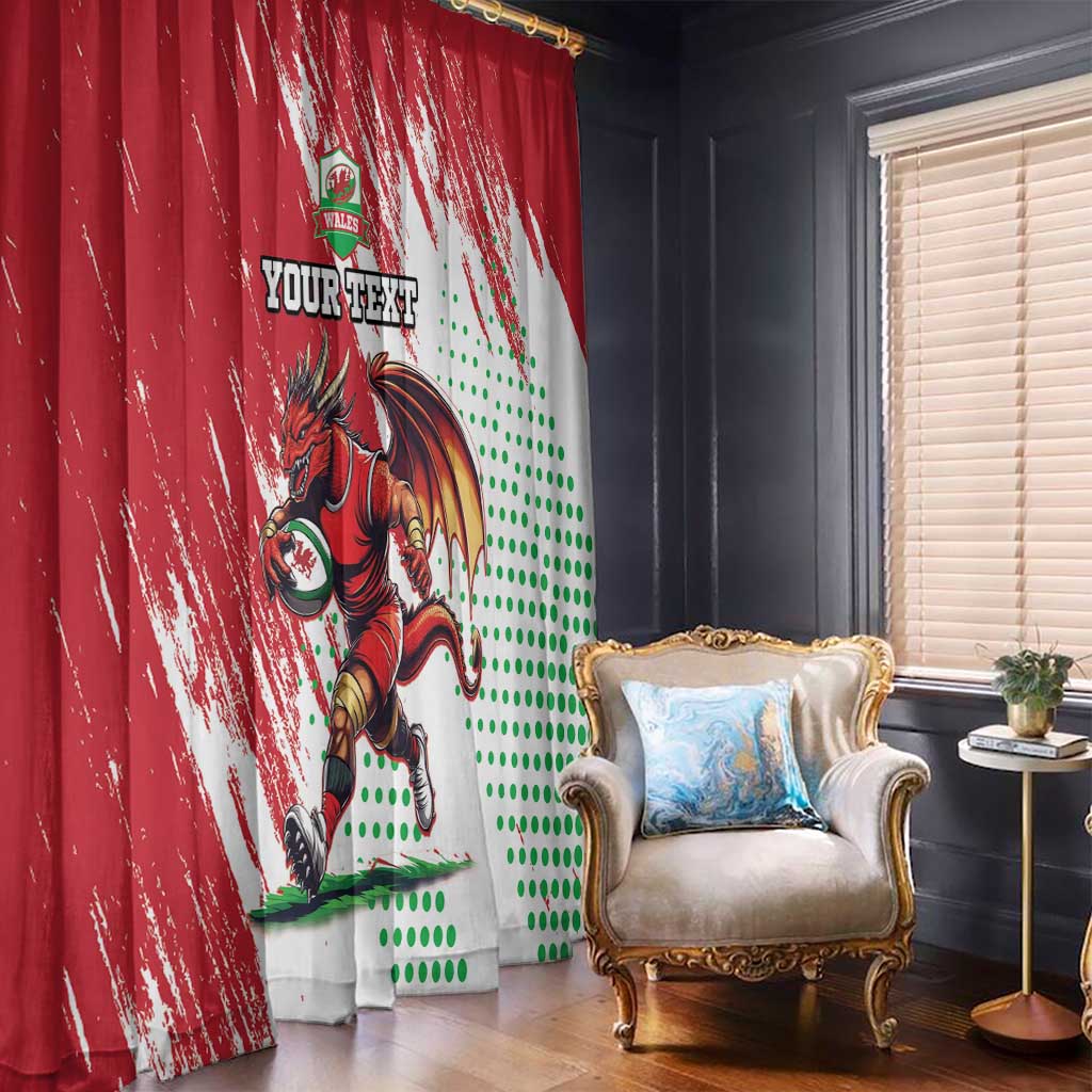 Wales Rugby Custom Window Curtain Welsh Dragon Mascot - Wonder Print Shop