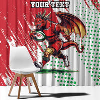 Wales Rugby Custom Window Curtain Welsh Dragon Mascot - Wonder Print Shop